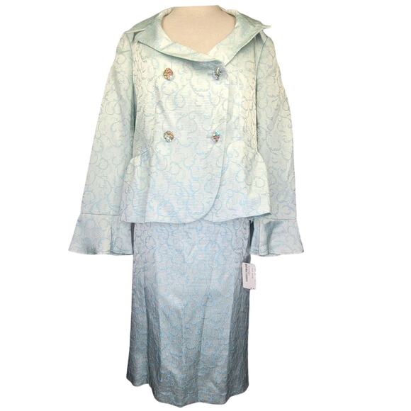 Nina Cole Seafoam Cocktail Skirt Suit Set 12 New with Tags - Picture 1 of 9